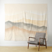 Weiche Beige und Graufarbene Berge Landschaft Wandteppich (Beispiel (Horizontal))