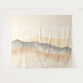 Weiche Beige und Graufarbene Berge Landschaft Wandteppich (Vorderseite (Horizontal))
