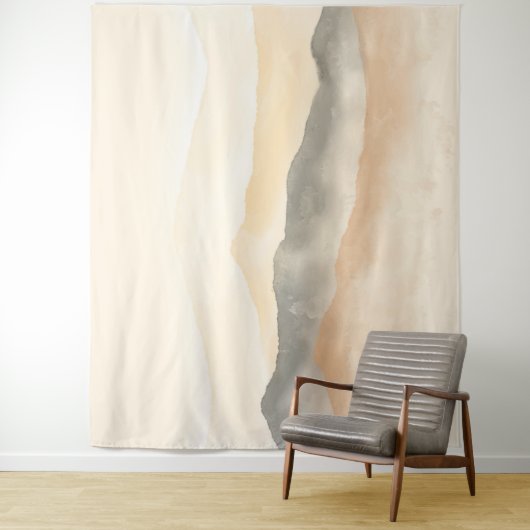 Weiche Beige und Graufarbene Berge Landschaft Wandteppich (Beispiel)