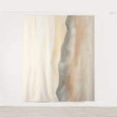 Weiche Beige und Graufarbene Berge Landschaft Wandteppich (Vorderseite)