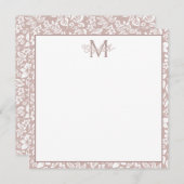 Weiche Beige und Weiße Floral Monogramm Mitteilungskarte (Vorne/Hinten)