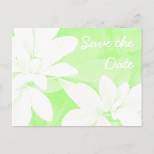Weiche Blätter Grüne "Save the Date" Postkarte (Vorderseite)