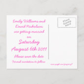 Weiche Blätter Rosa "Save the Date" Postkarte (Rückseite)