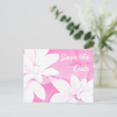 Weiche Blätter Rosa "Save the Date" Postkarte (Stehend Vorderseite)