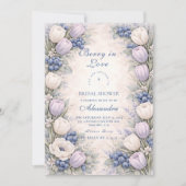 Weiche Blaubeer-Botanicals-Brautparty Einladung (Vorderseite)