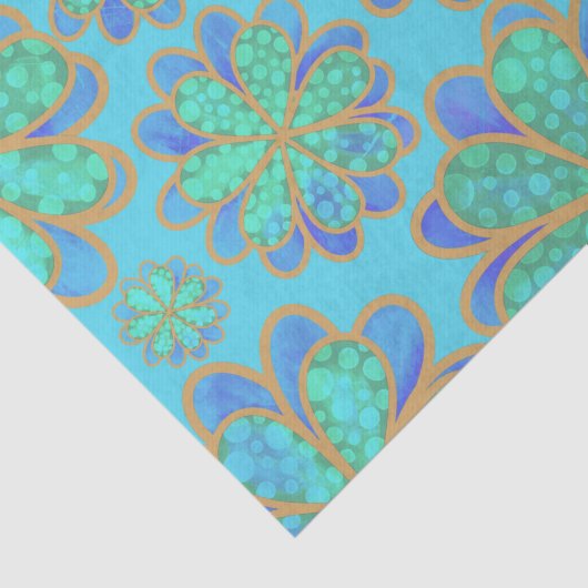 Weiche blaue Blumen in einem Meer  Seidenpapier (Ausschnitt)