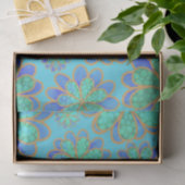 Weiche blaue Blumen in einem Meer  Seidenpapier (Geschenk)
