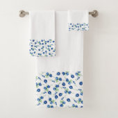 Weiche blaue Blumen Pattern Badetuch Set (Insitu)