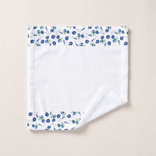 Weiche blaue Blumen Pattern Badetuch Set (Waschlappen)
