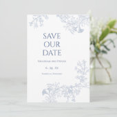 Weiche Blaue Blumige Speichern Sie das Datum Save The Date (Stehend Vorderseite)