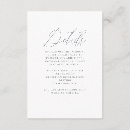 Weiche blaue Blüte mit kalligrafischer Hochzeit Begleitkarte (Vorderseite)