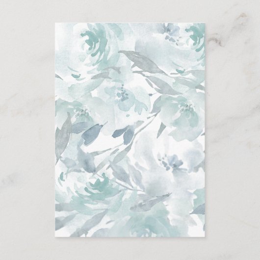 Weiche blaue Blüte mit kalligrafischer Hochzeit Begleitkarte (Rückseite)