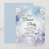 Weiche blaue Blüten und Lavendel-Mist Einladung (Vorne/Hinten)