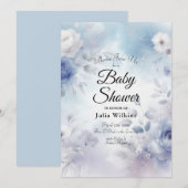 Weiche blaue Blüten und Lavendel-Mist Einladung (Vorne/Hinten)