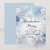 Weiche blaue Blüten und Lavendel-Mist Einladung (Vorne/Hinten)