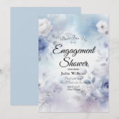 Weiche blaue Blüten und Lavendel-Mist Einladung (Vorne/Hinten)