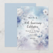 Weiche blaue Blüten und Lavendel-Mist Einladung (Vorne/Hinten)