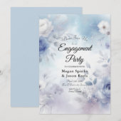 Weiche blaue Blüten und Lavendel-Mist Einladung (Vorne/Hinten)