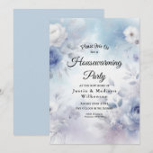 Weiche blaue Blüten und Lavendel-Mist Einladung (Vorne/Hinten)