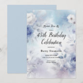 Weiche blaue Blüten und Lavendel-Mist Einladung (Vorne/Hinten)