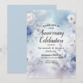 Weiche blaue Blüten und Lavendel-Nebel-Jahrestag Einladung (Vorne/Hinten)