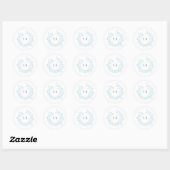 Weiche blaue Boho-Blumenmonogramm-Hochzeit Runder Aufkleber (Blatt)
