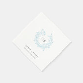 Weiche Blaue Boho-Verzierte Monogramm-Hochzeit Serviette (Ecke)