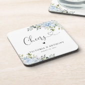 Weiche Blaue Botanische Cheers-Getränkeuntersetzer Getränkeuntersetzer (Linke Seite)