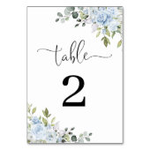 Weiche blaue botanische Hochzeitstischnummern Tischnummer (Rückseite)