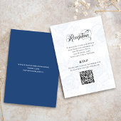 Weiche Blaue Florale Empfangs-RSVP-QR-Code-Karte Begleitkarte