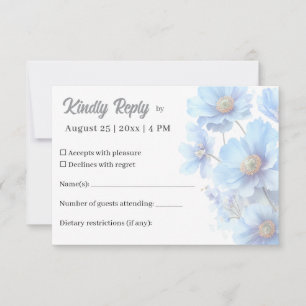 Weiche Blaue Himalaya-Mohn-Blumen-Garten-Hochzeit RSVP Karte