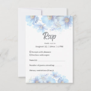 Weiche Blaue Himalaya-Mohn-Blumen-Garten-Hochzeit RSVP Karte
