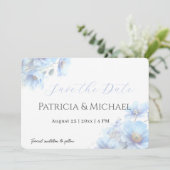 Weiche Blaue Himalaya-Mohn-Blumen-Gartenhochzeit  Save The Date (Stehend Vorderseite)