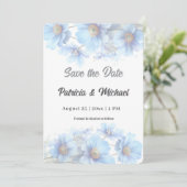 Weiche Blaue Himalaya-Mohn-Blumen-Gartenhochzeit Save The Date (Stehend Vorderseite)