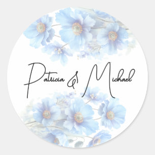 Weiche Blaue Himalaya-Mohn-Blumengarten-Hochzeit Runder Aufkleber