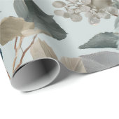 Weiche Blaue Hortensie Graues Blumenmuster Geschenkpapier (Rolleneckpunkt)