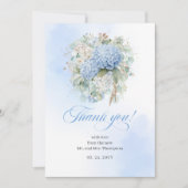 Weiche blaue Hortensien Eukalyptus Hochzeit Danke (Vorderseite)