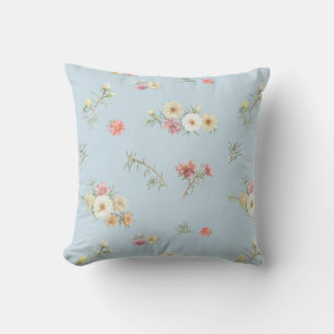 Weiche Blaue Moosrose Wasserfarben Floral Kissen
