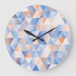 Weiche blaue Orangendreiecke Große Wanduhr