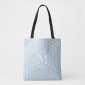Weiche blaue Polka Dots Weißes Monogramm Tasche (Vorderseite)