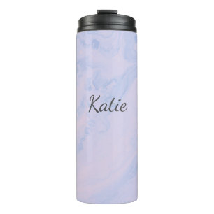 Weiche Blaue Rosa Marmor Individueller Name Person Thermosbecher