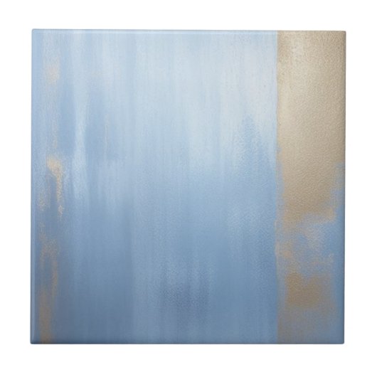 Weiche blaue und goldene Keramik Tile Fliese (Vorderseite)