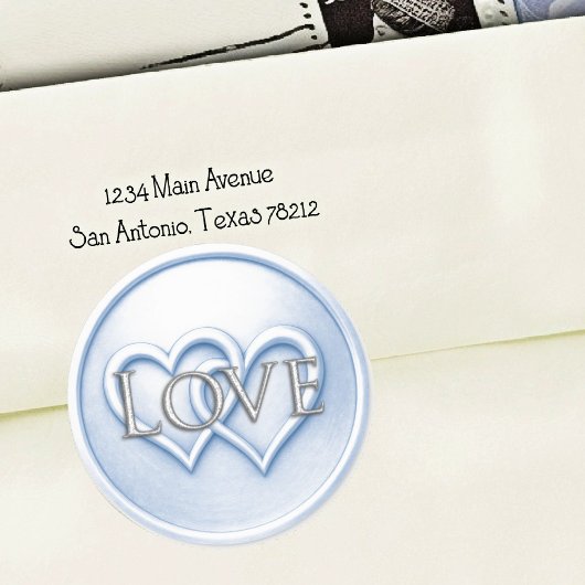 Weiche Blaue Zwei Herzen Verflochtene Hochzeit Runder Aufkleber