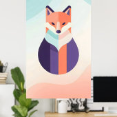 Weiche Blautöne, lila und orangefarbener, flacher Poster (Heimbüro)