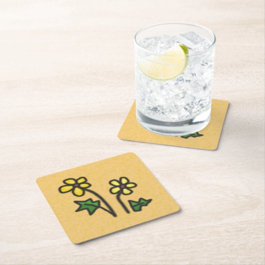 Weiche Blume gelb Rechteckiger Pappuntersetzer (Vor Ort)