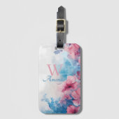 Weiche Blume in Rosa und Blau Gepäckanhänger (Vorderseite Vertikal)