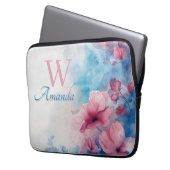 Weiche Blume in Rosa und Blau Laptopschutzhülle (Vorderseite Links)