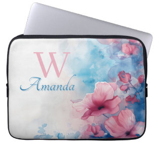 Weiche Blume in Rosa und Blau Laptopschutzhülle