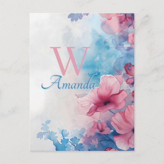 Weiche Blume in Rosa und Blau Postkarte (Vorderseite)