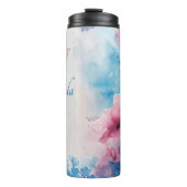 Weiche Blume in Rosa und Blau Thermosbecher (Vorderseite)